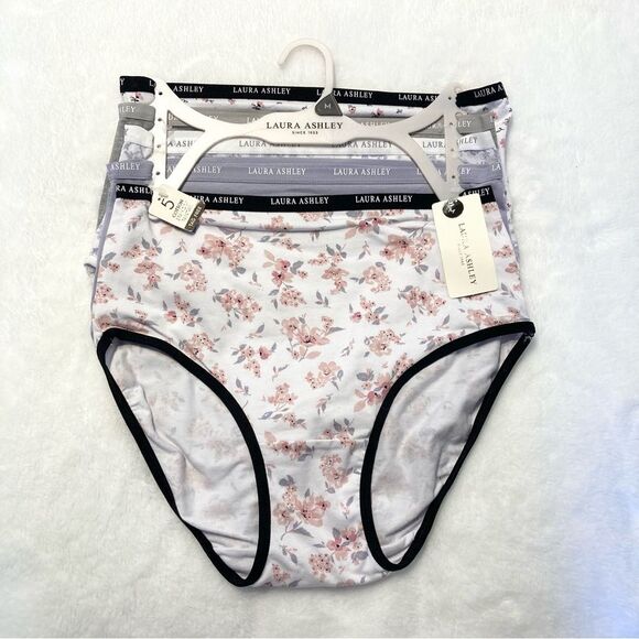 NWT 5 Pairs Laura Ashley Panties Medium Cottagecore Brief Floral - Picture 1 of 8